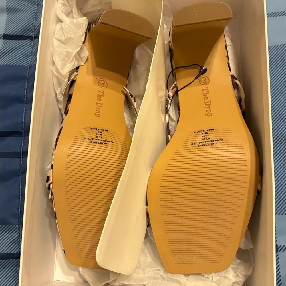🆕 The Drop Women's Avery Square Toe Two Strap High Heeled Sandal size 9